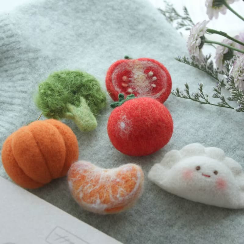 羊毛氈手作 西蘭花蔬菜胸針/別針 原創擬真食物系列 閨蜜交換禮物
