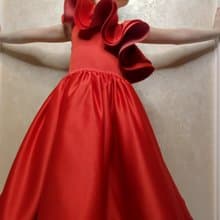 satin flower girl red dress for wedding, birthday, concerts