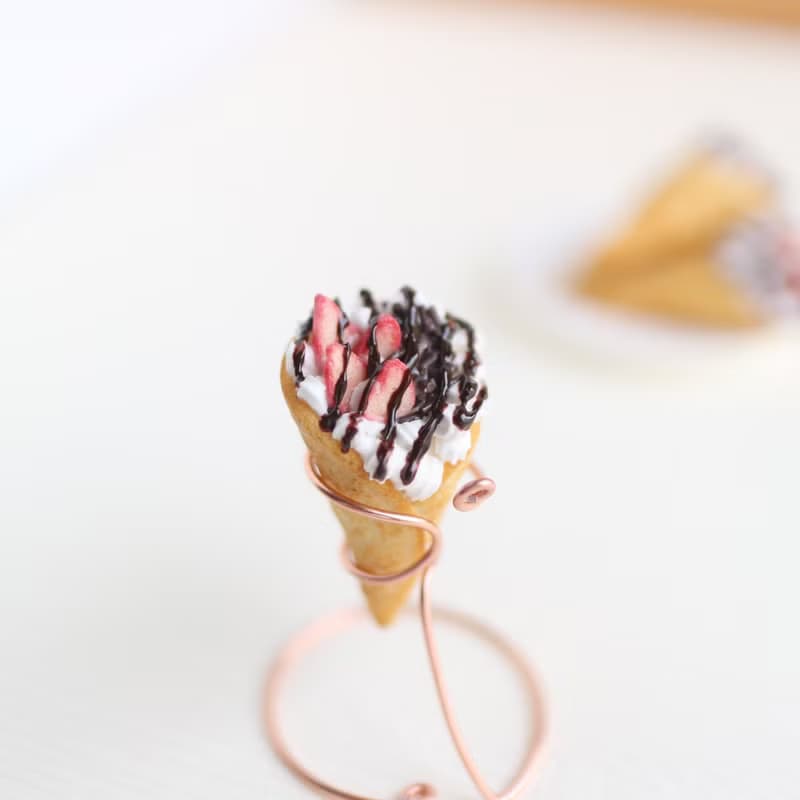 草莓巧克力醬可麗餅 B 耳環 吊飾 單支 甜點飾品 娃用 黏土人