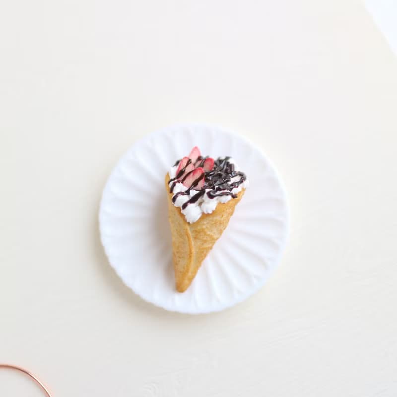 草莓巧克力醬可麗餅 B 耳環 吊飾 單支 甜點飾品 娃用 黏土人