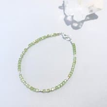 Ops Peridot silver bracelet -方糖/橄欖石/綠色/細緻/簡約/手鍊