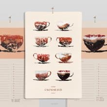 Coffee Monthly Printable Notes Wall Calendar 2025 Abstract Monotype Art Decor