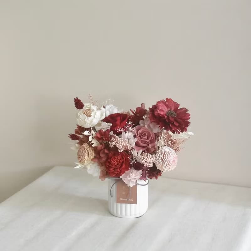 /牛奶盆盆花/開幕盆花 喬遷禮 永生花 教師節 七夕 擺設 玫瑰花