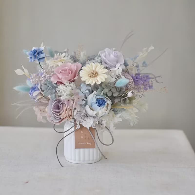 /牛奶盆盆花/開幕盆花 喬遷禮 永生花 教師節 七夕 擺設 玫瑰花