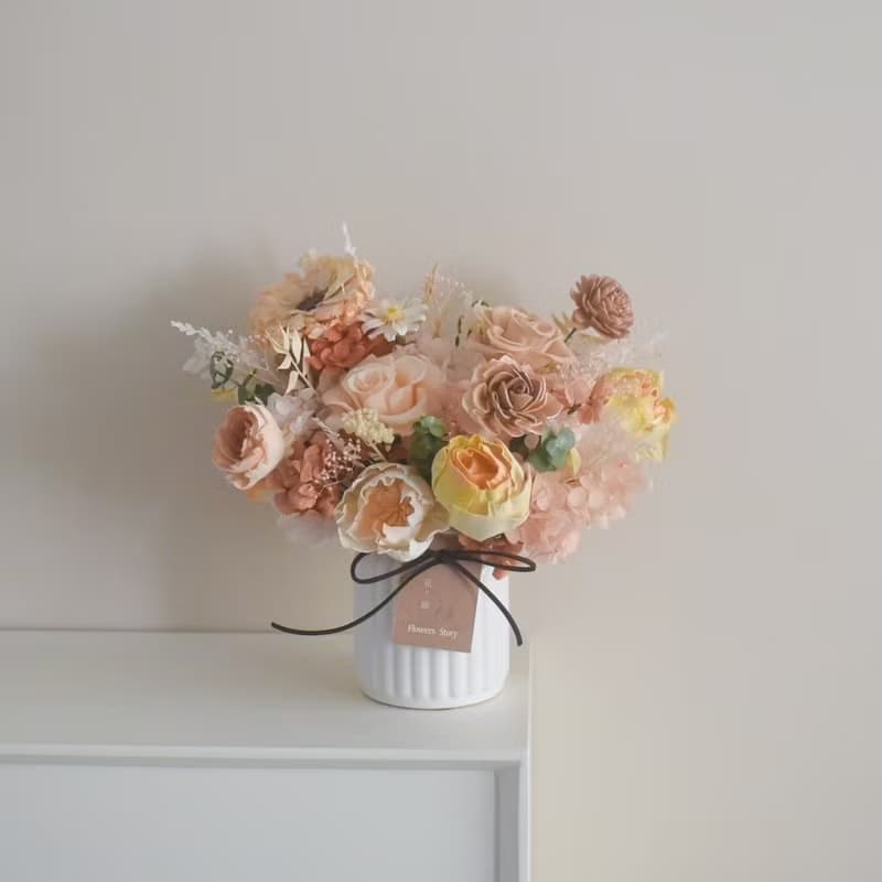 /牛奶盆盆花/開幕盆花 喬遷禮 永生花 教師節 七夕 擺設 玫瑰花