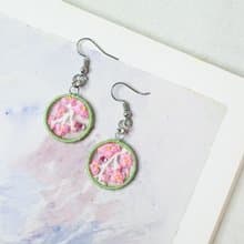 植物#46 小花 手刺繡耳環 耳夾/耳勾
