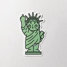 cheeky cheeky 惡搞自由神像 比中指 PVC防水方形貼紙 行李箱