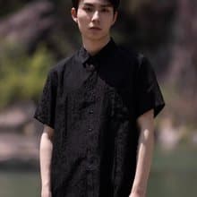 新中式極簡 香云紗真絲襯衫短袖