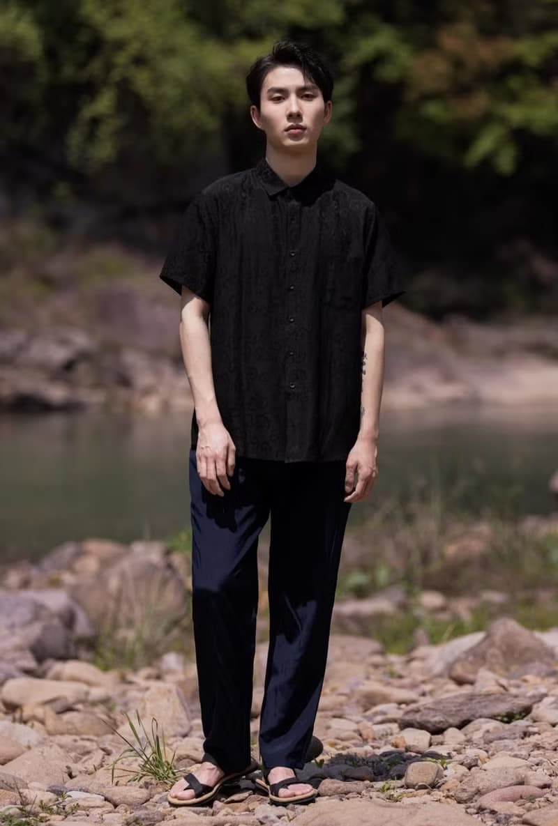 新中式極簡 香云紗真絲襯衫短袖