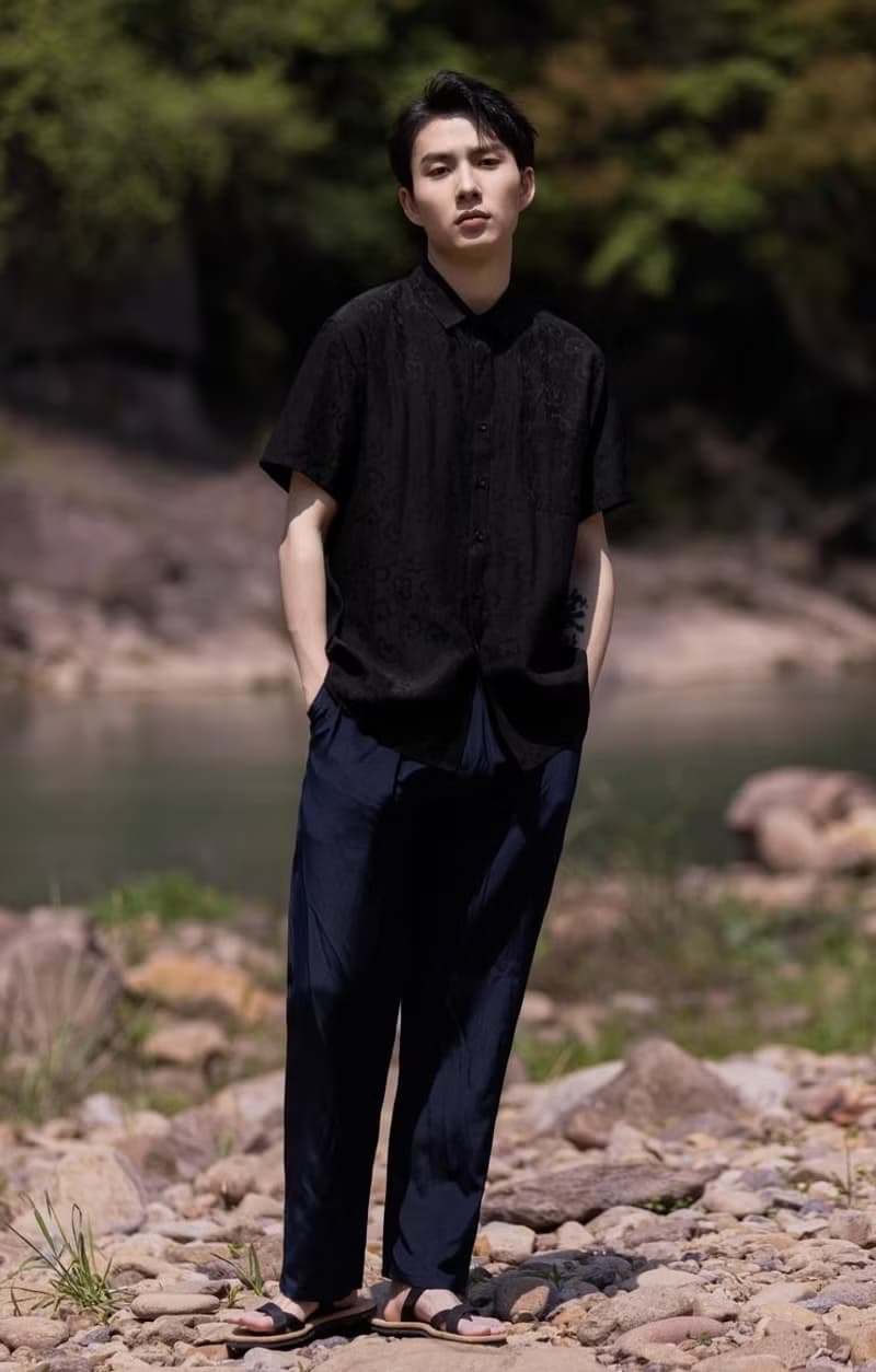 新中式極簡 香云紗真絲襯衫短袖