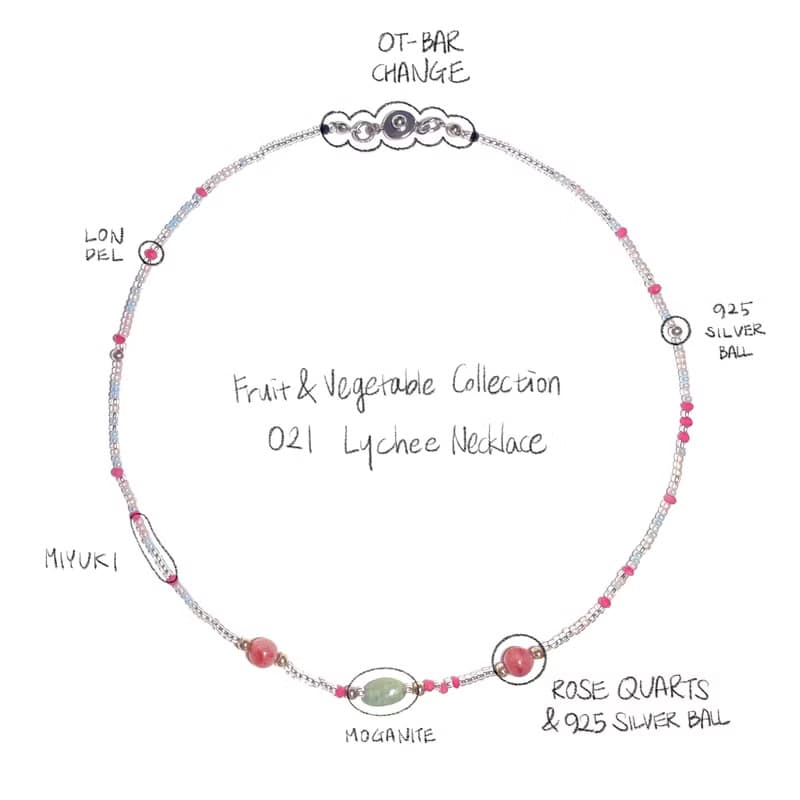 Fruit & Vegetable Collection - 021 Lychee Gemstone Necklace