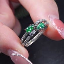 【福祿】冰綠翡翠葫蘆戒指 925純銀 | 天然A貨翡翠 | 送禮