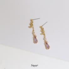 月之夏日浪漫耳環-粉 夾式耳環 耳夾 月亮 月亮耳環