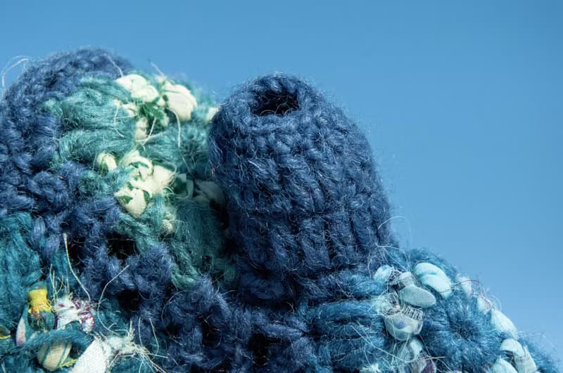 手織純羊毛針織手套/露趾手套/內刷毛手套/保暖手套-回收布條鉤織