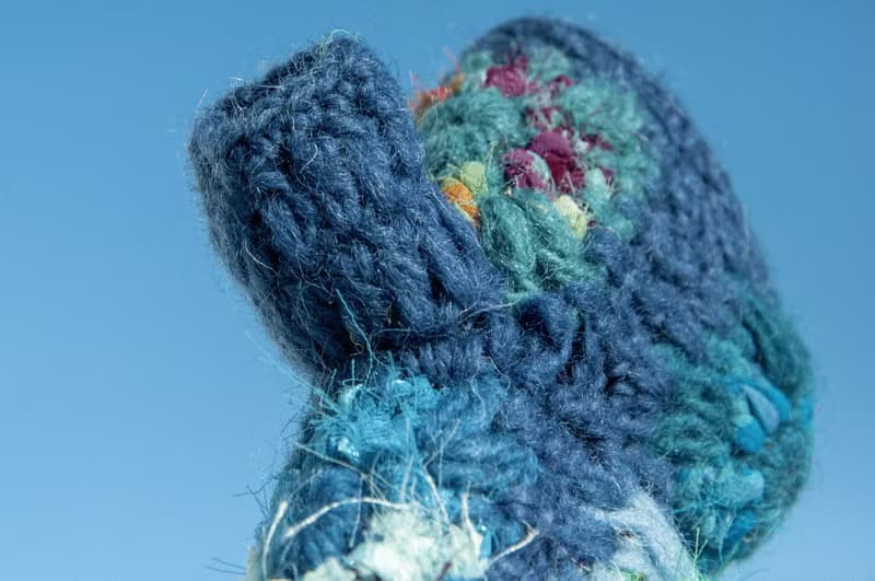 手織純羊毛針織手套/露趾手套/內刷毛手套/保暖手套-回收布條鉤織