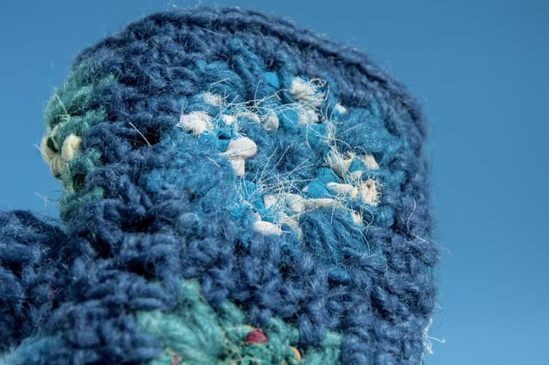 手織純羊毛針織手套/露趾手套/內刷毛手套/保暖手套-回收布條鉤織