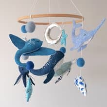 Ocean Baby Mobile for Boy Nursery, Felt Sea Animals Crib Mobile,Cot Mobile Gift