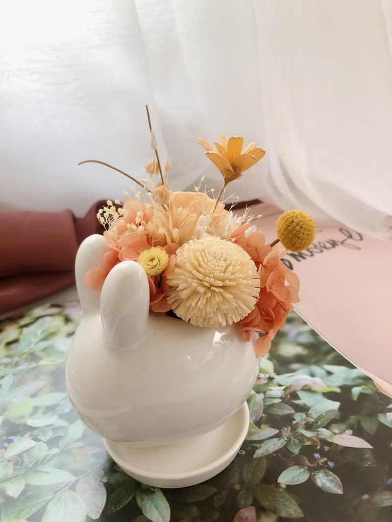 兔子盆花 永生盆花 永生花 乾燥花 居家擺飾 療癒小物
