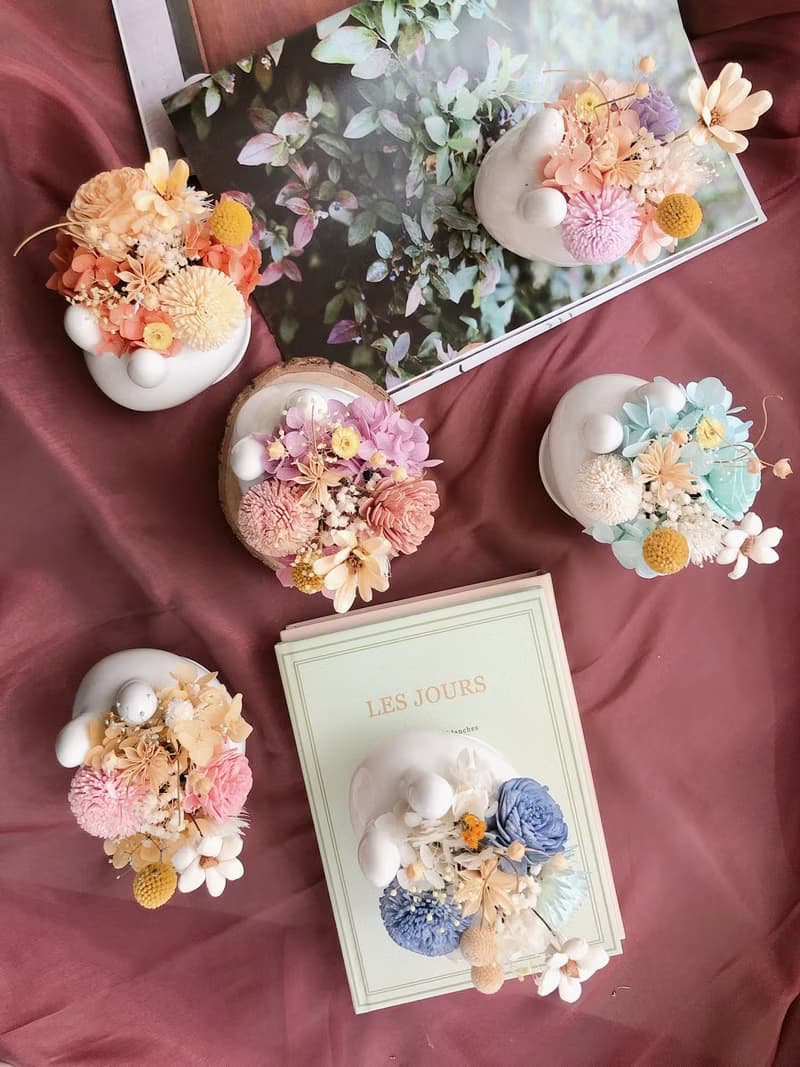 兔子盆花 永生盆花 永生花 乾燥花 居家擺飾 療癒小物