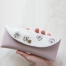 獨家-手工真皮-白頭翁花卉/鉛筆盒 眼鏡盒 化妝包 收納袋