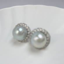 天然淡水珍珠 大珍珠 純銀耳釘 古典主義 重工