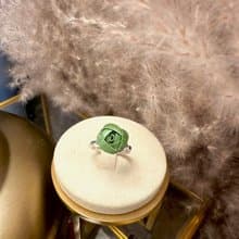 Re-Re蠶絲金工—單朵小玫瑰戒指(可調式) 大地綠