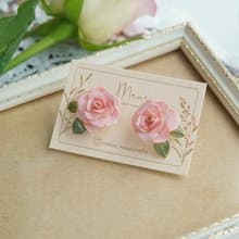 月季 • 粉紅 - 貼耳款手工樹脂耳環飾品禮物