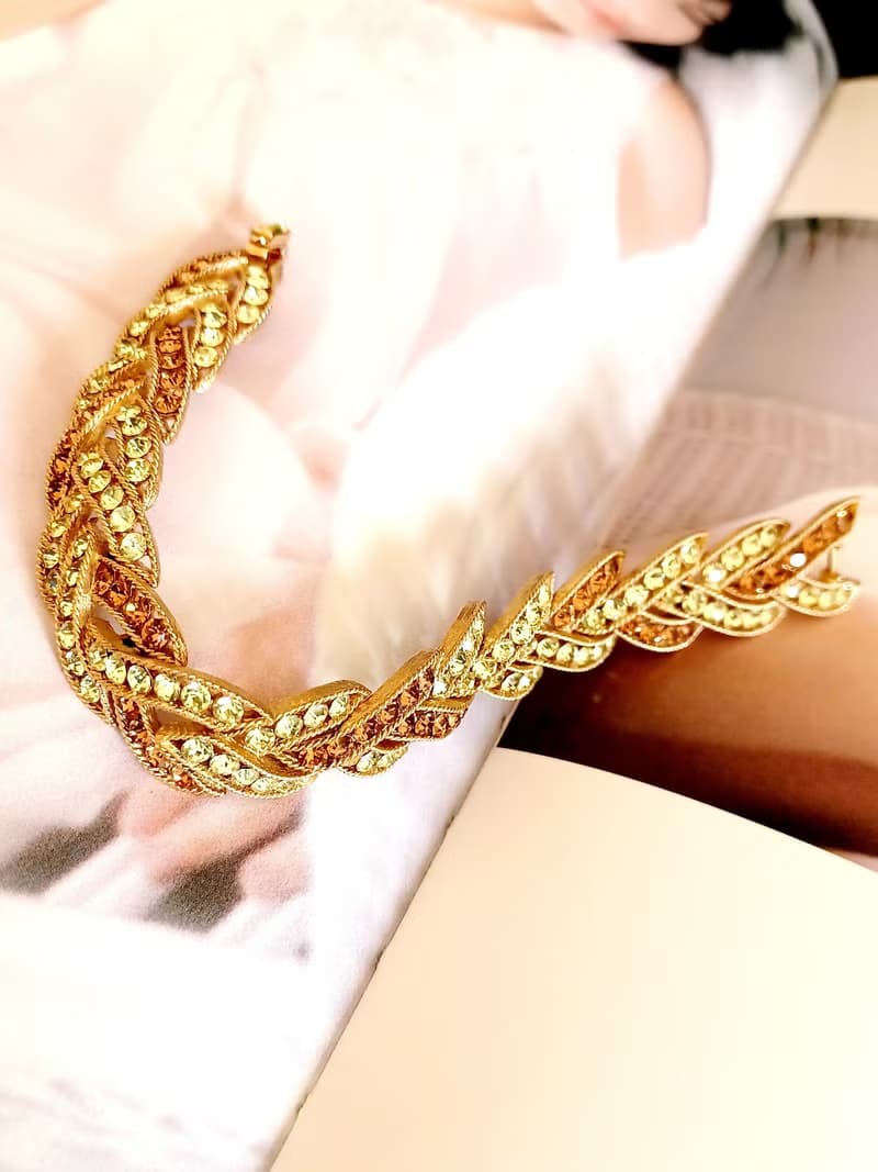 vintage jewelry  Trifari 華麗金色雙葉暮色萊茵 手鍊