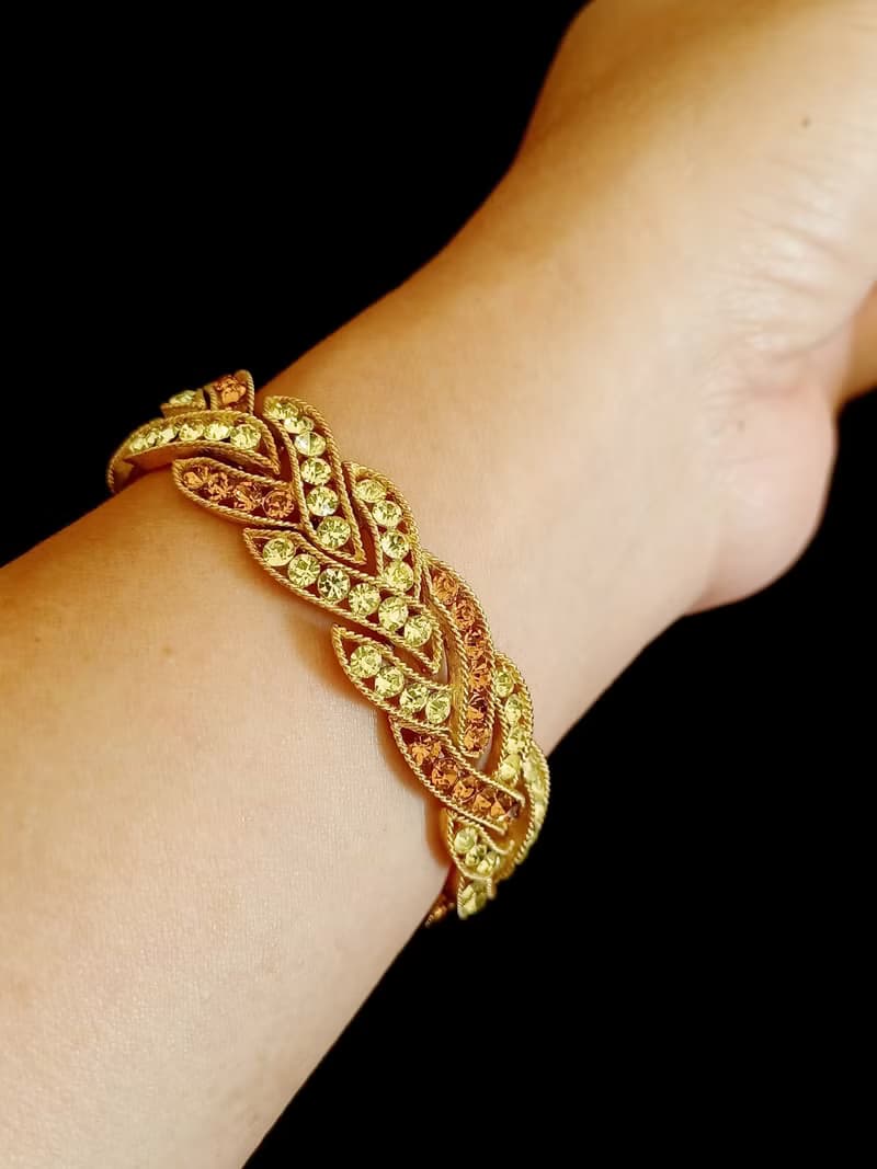 vintage jewelry  Trifari 華麗金色雙葉暮色萊茵 手鍊