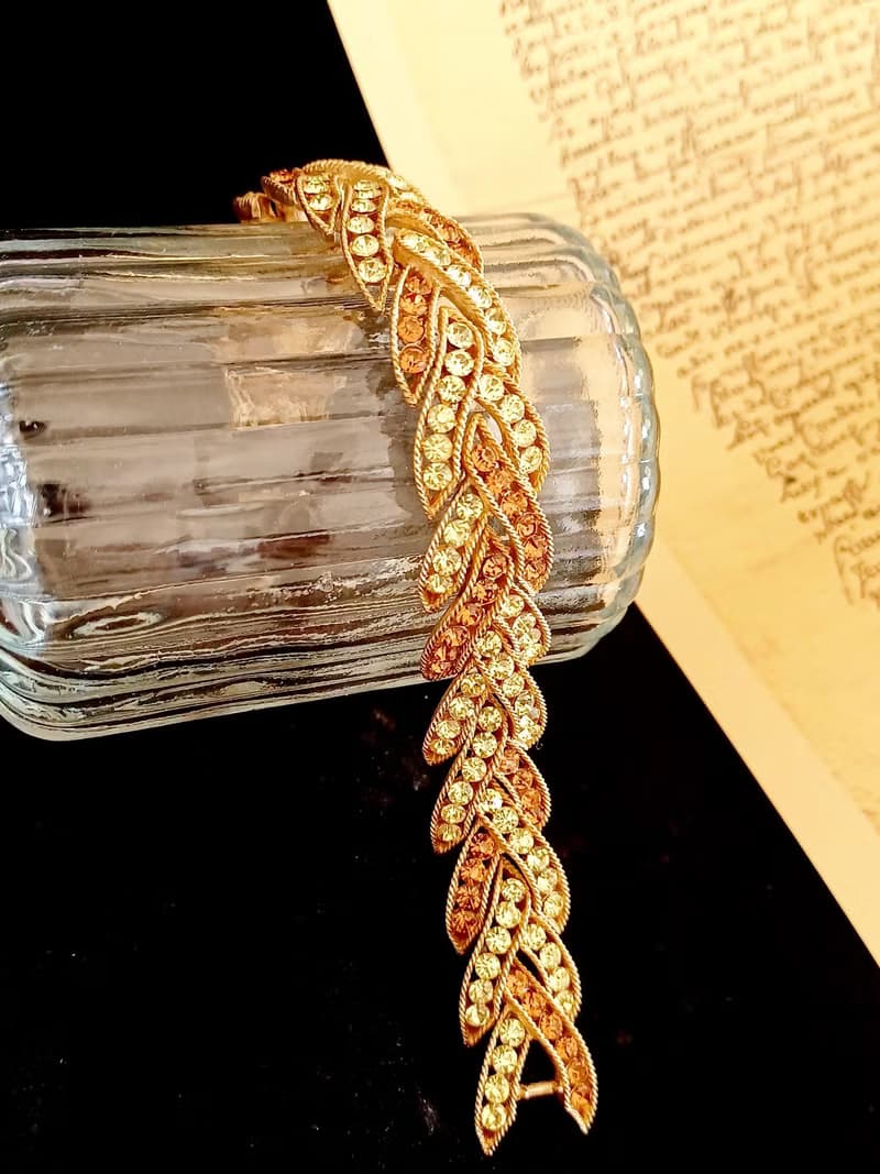 vintage jewelry  Trifari 華麗金色雙葉暮色萊茵 手鍊