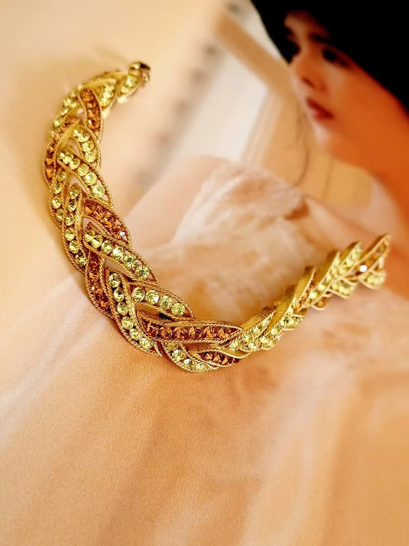 vintage jewelry  Trifari 華麗金色雙葉暮色萊茵 手鍊