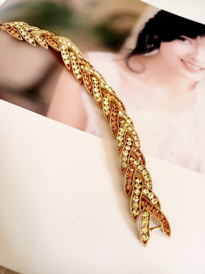 vintage jewelry  Trifari 華麗金色雙葉暮色萊茵 手鍊