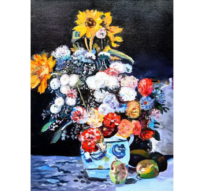 Bouquet in a Vase  Painting  Original Art  Oil Painting   Oil On Canvas
