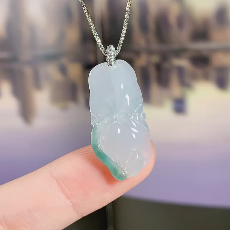 冰種翡翠荷包有魚吊墜 | 天然緬甸A貨翡翠 | 送禮