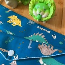 文青風環保純棉筷袋  侏羅紀 吸睛藍 日本 潮物 收納 手作餐具袋