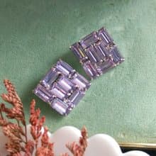 【西洋古董飾品 】WEISS 萊茵方鑽 幾何  夾式耳環