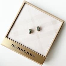 BURBERRYS金x綠格紋琺瑯耳夾C1 vintage