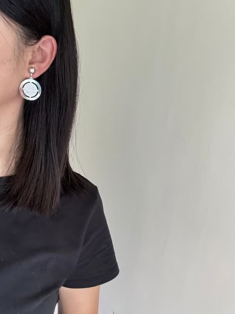 古董SARAH COV銀色垂墜唱盤夾式耳環 C1027