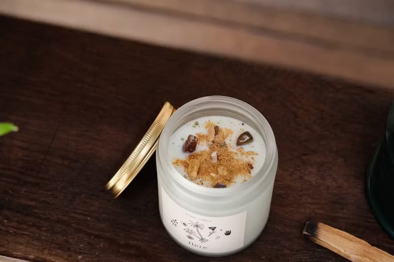 水晶花草能量蠟燭  秘魯聖木