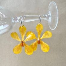 Yellow Mokara Orchid Hoop Earrings