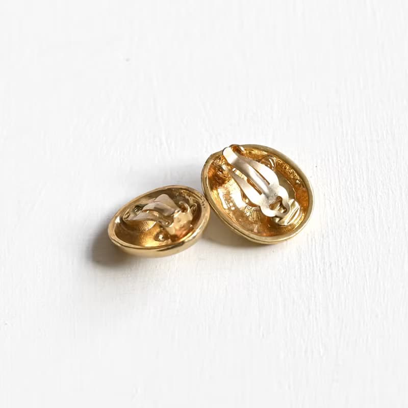 【蛋植物古着】光之漩渦金屬耳夾古董耳環