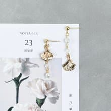 銀杏淡水珍珠耳環
