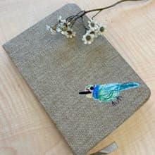 手繪五色鳥 亞麻布面 筆記本 買即贈情人節小卡