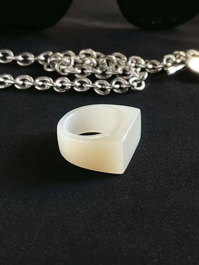 天然和田玉藕粉寬戒 港碼16 芍藥#306