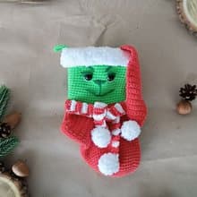 Crochet pattern Christmas stocking Grinch, Christmas amigurumi stocking