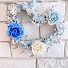 心型永生玫瑰花圈 療癒藍色系 日本大地農園花材 情人節禮物 畢業