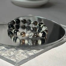 情侶款 黑曜石 黑髮晶 茶晶 天然水晶手鍊/ 防小人 消除負能量