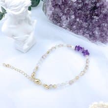 紫藤之下 / 紫水晶 雪花幽靈 粉兔毛 粉晶 水晶手鍊