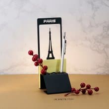 【OPUS東齊金工】巴黎鐵塔-便條筆座(黑)/歐式鐵藝城市建築筆架