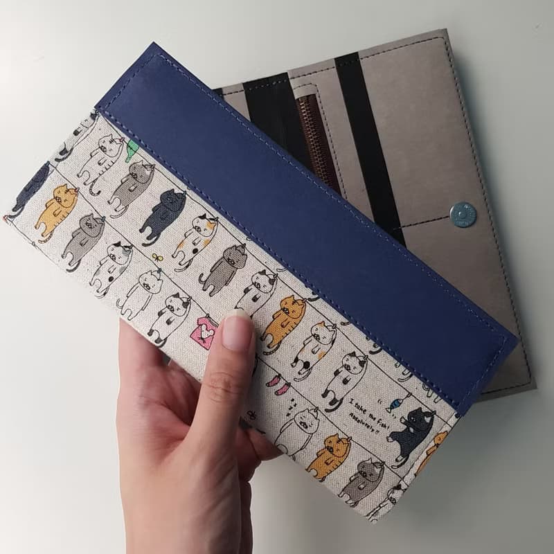 曬貓咪 水洗牛皮紙夾 長夾 錢包